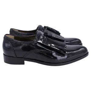 Lanvin Mila Tassel Fringe Loafers in Black Patent Leather