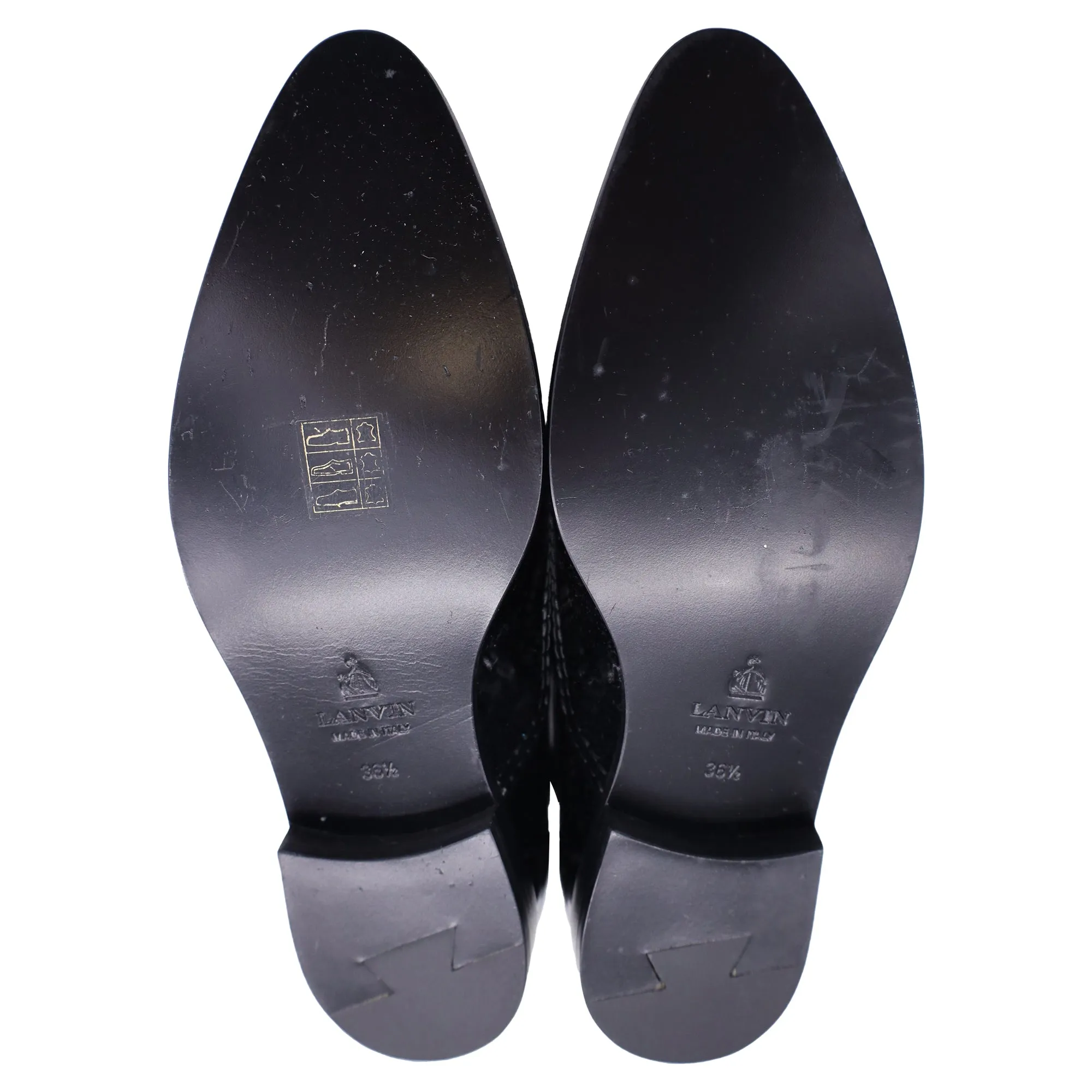 Lanvin Mila Tassel Fringe Loafers in Black Patent Leather