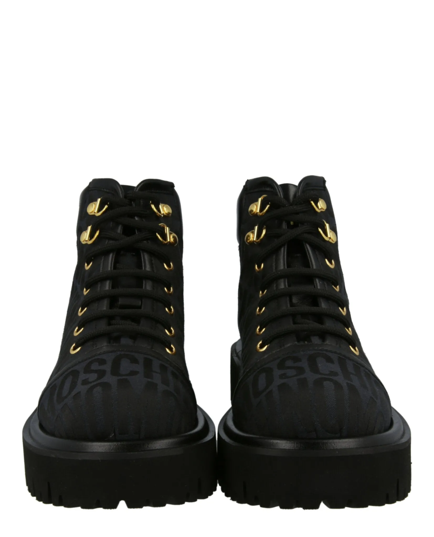 Logo Jacquard Lace-Up Ankle Boots