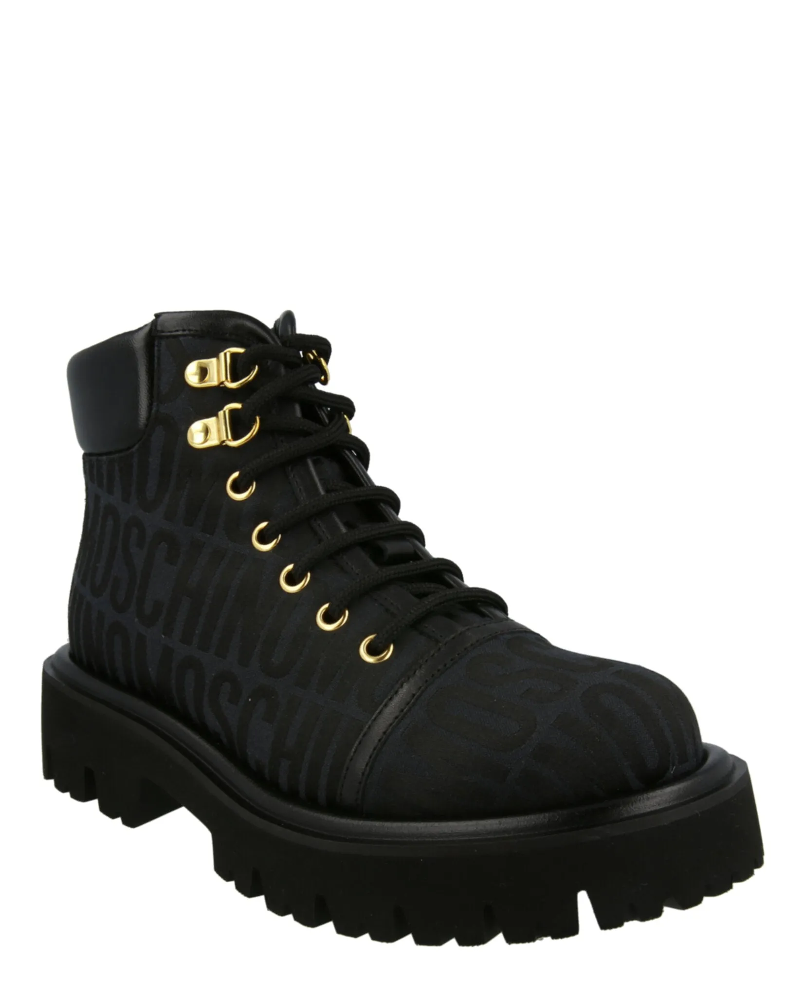 Logo Jacquard Lace-Up Ankle Boots