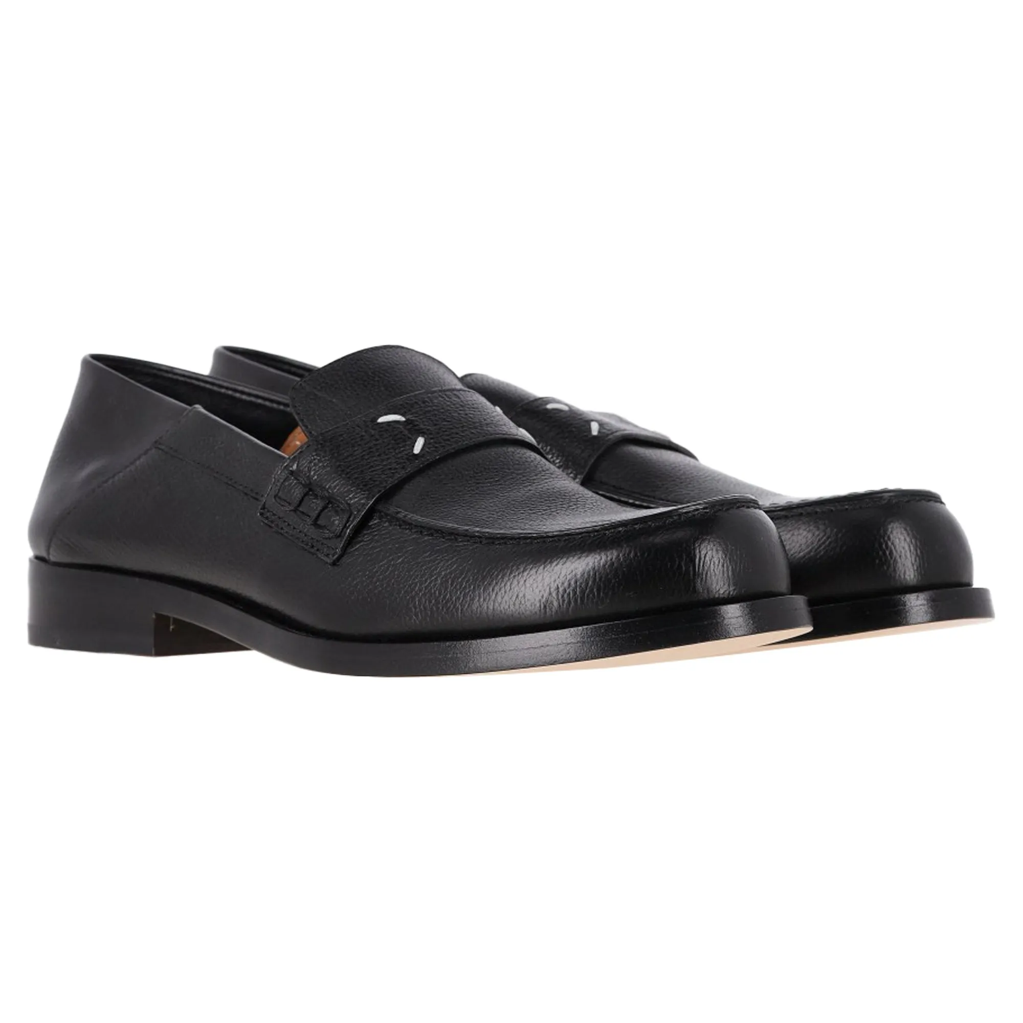 Maison Margiela 4-Stitch Loafers in Black Leather