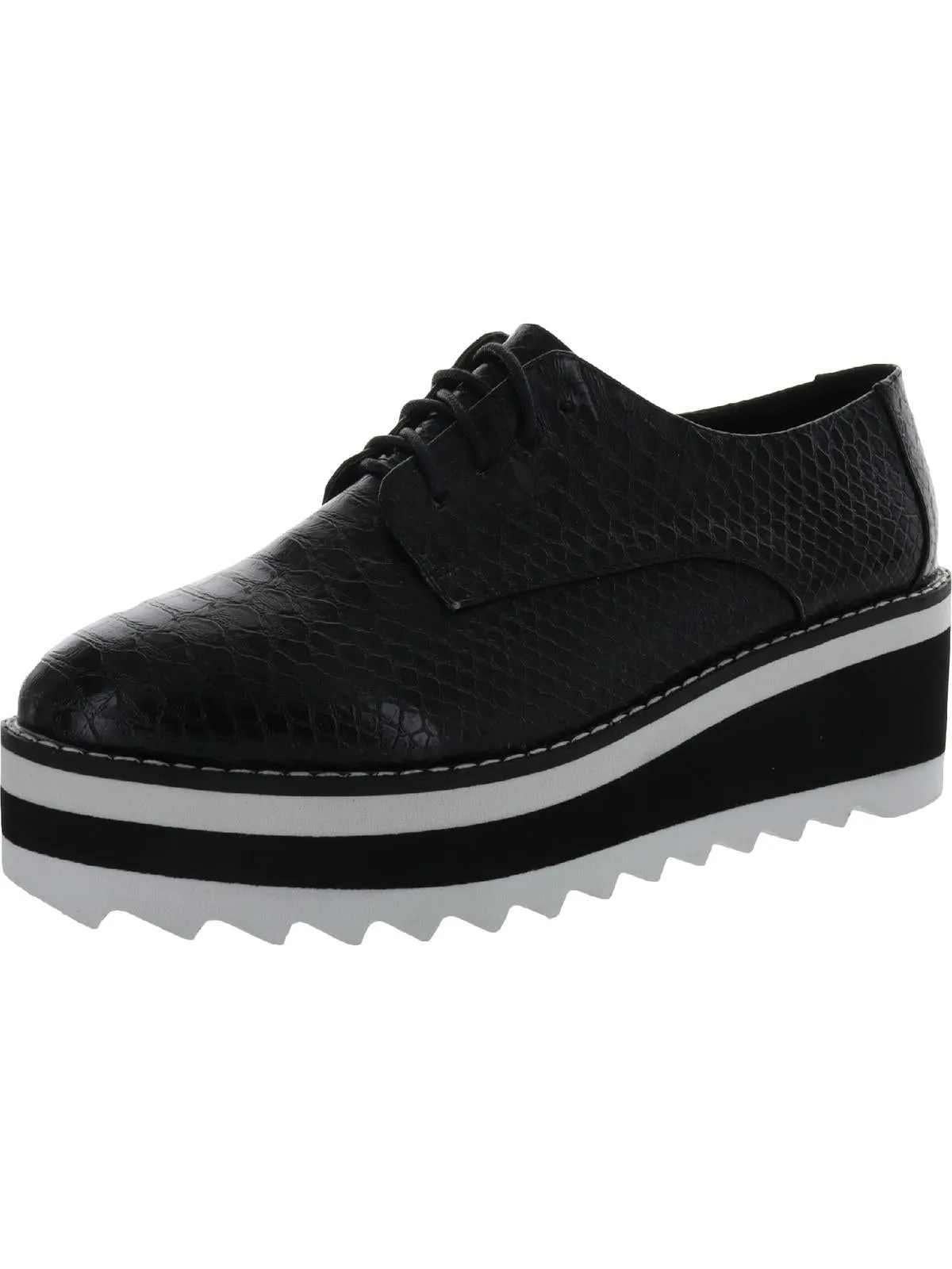 Marshall Womens Faux Leather Lace Up Oxfords
