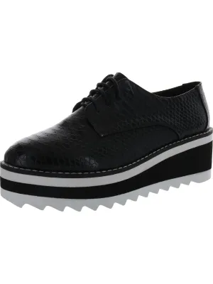 Marshall Womens Faux Leather Lace Up Oxfords