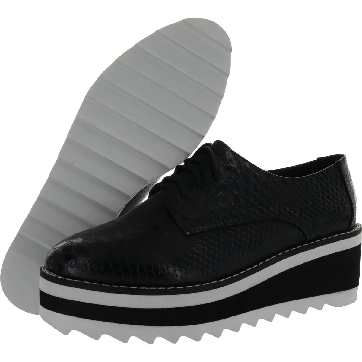 Marshall Womens Faux Leather Lace Up Oxfords