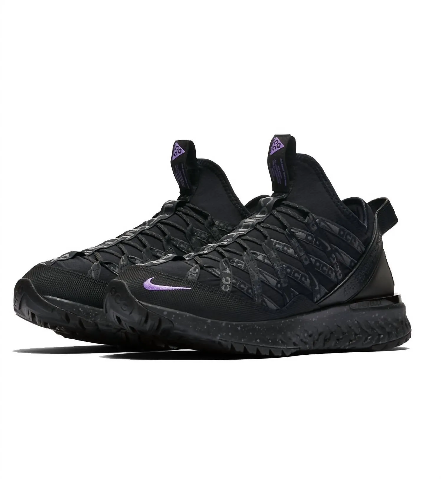 Men's Acg React Terra Gobe Shoes In Black/space Purple/anthracite