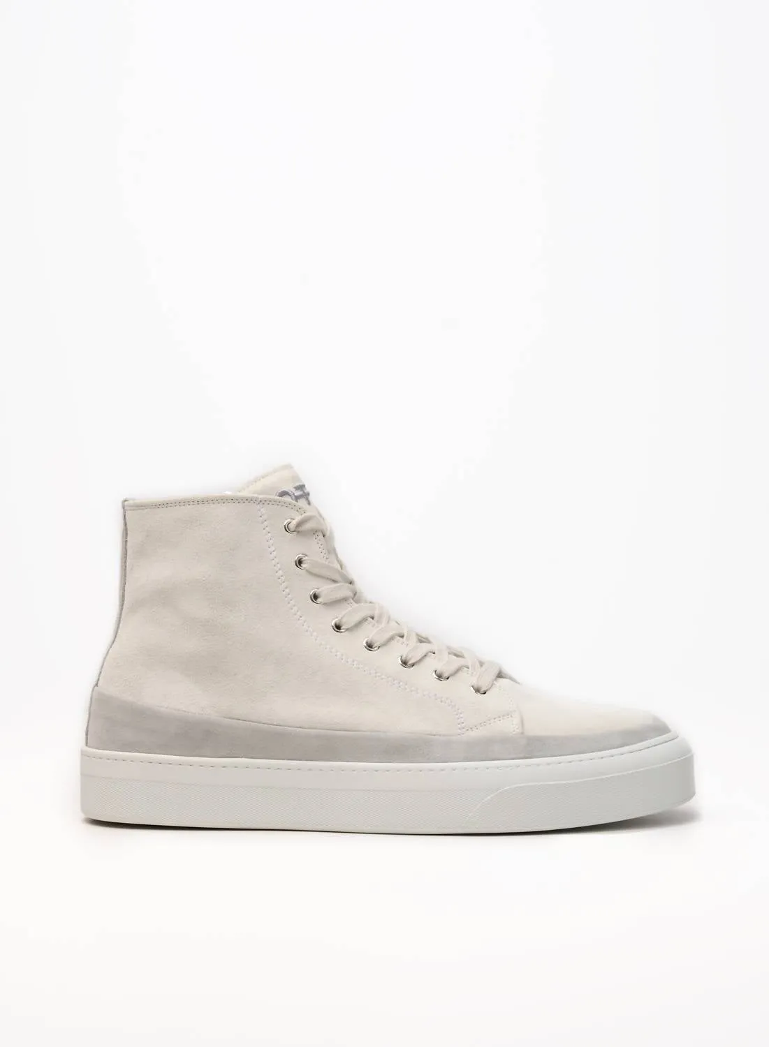 Men's Hi Top Derby Suede And Leather Sneaker In White