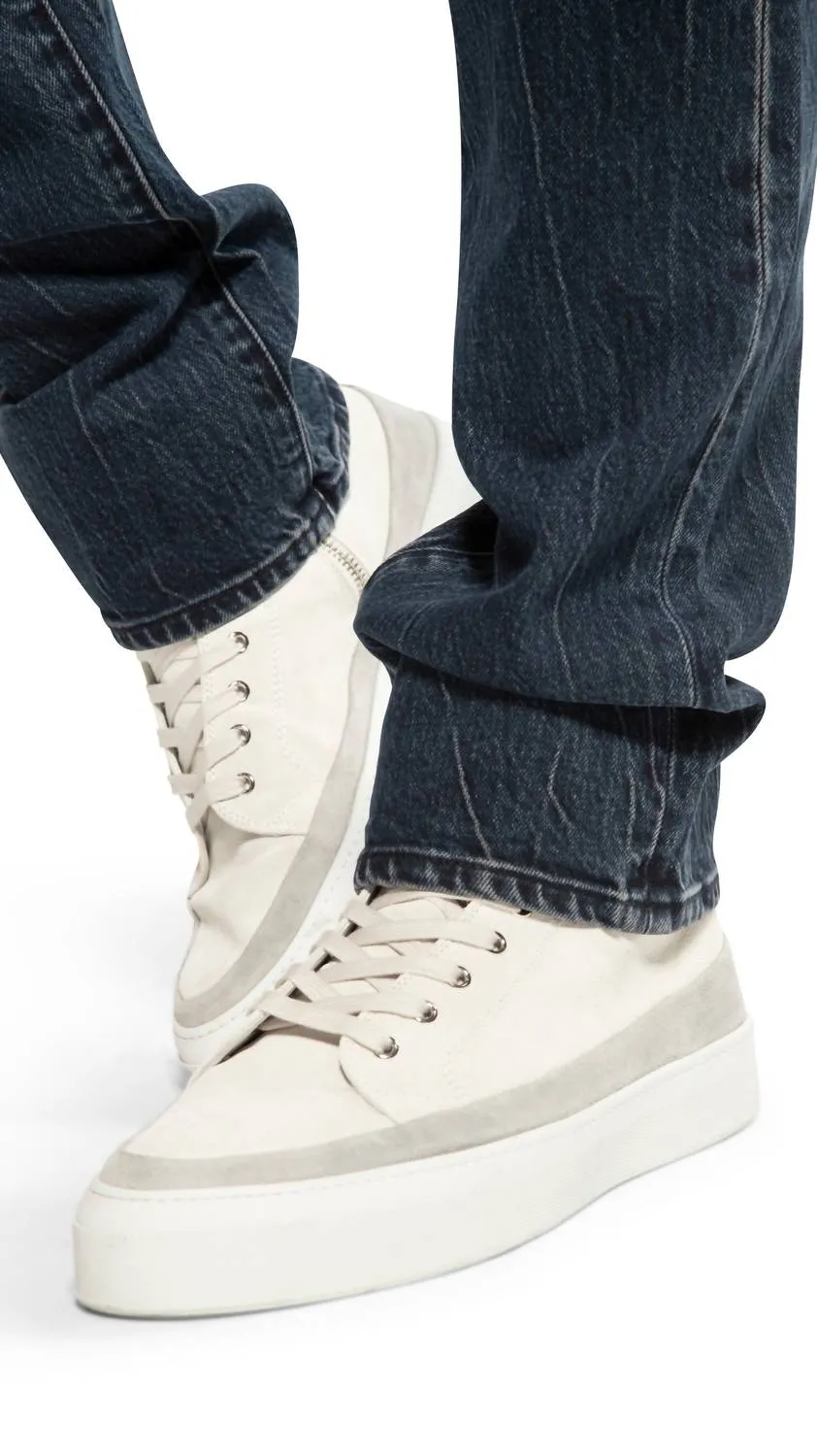 Men's Hi Top Derby Suede And Leather Sneaker In White