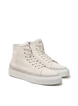 Men's Hi Top Derby Suede And Leather Sneaker In White