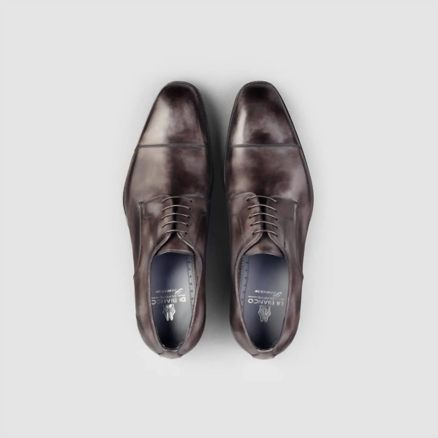 Men's Pesaro Fumo Captoe Oxford Shoes In Deep Grey