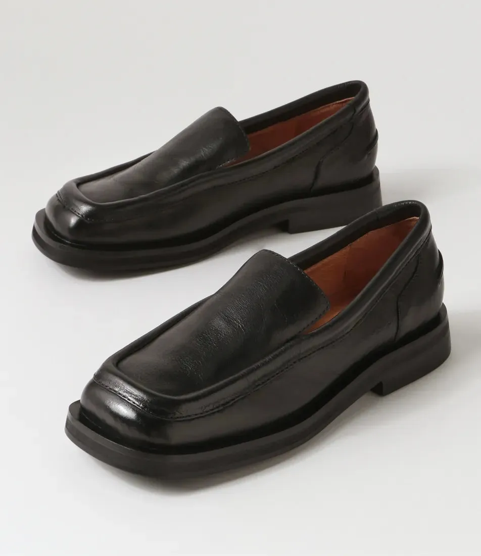 Mollini Penelopy Black Leather Loafers - LAST PAIR size 39 Shoes_Mollini