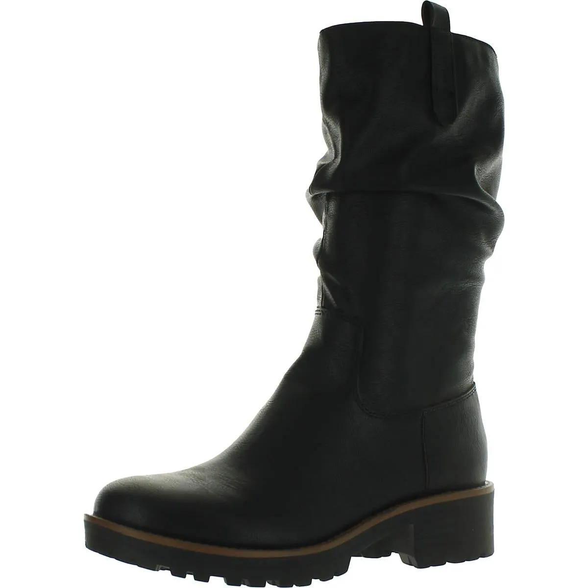 Nelliee Womens Lug Sole Zipper Mid-Calf Boots
