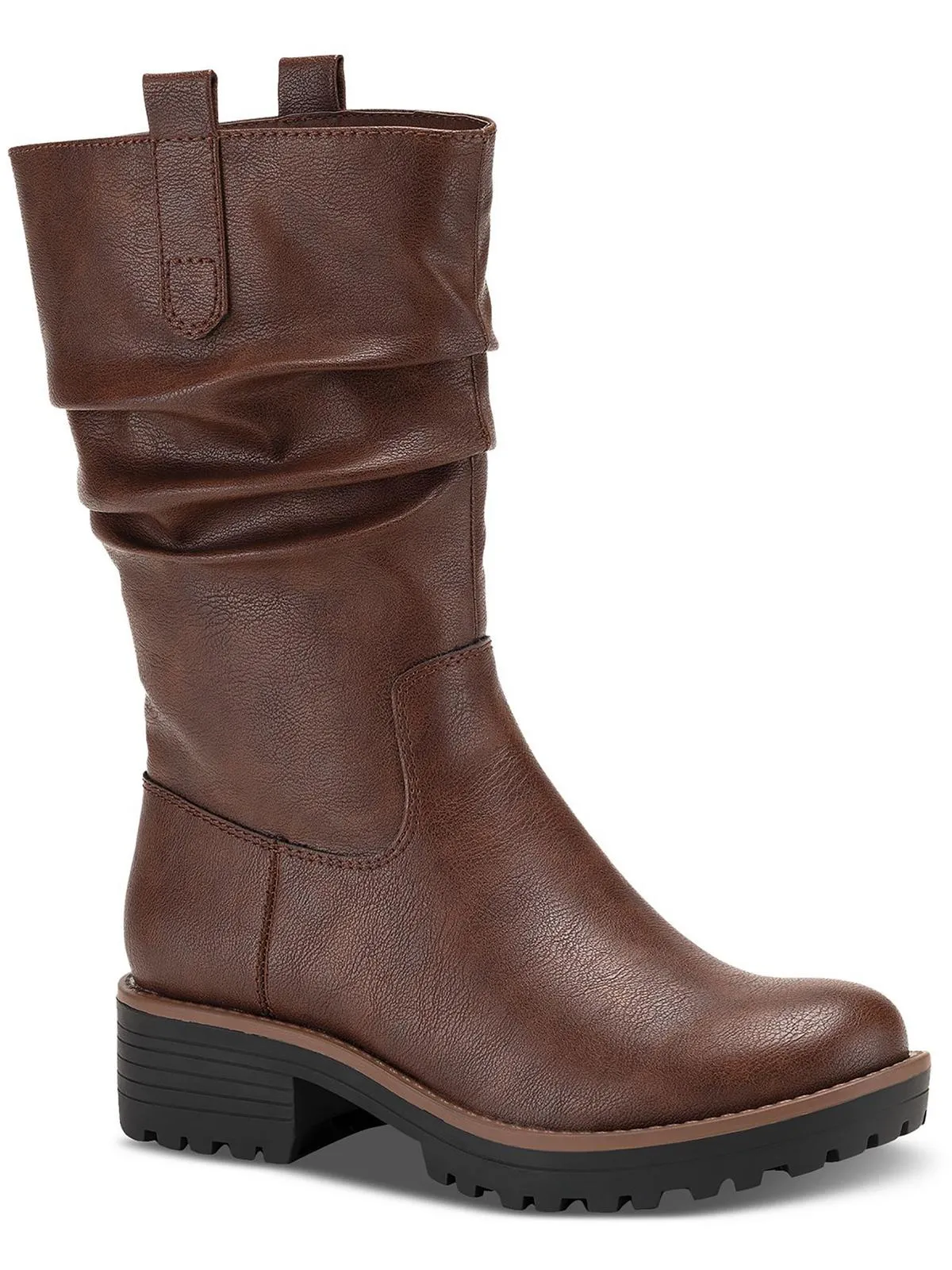 Nelliee Womens Lug Sole Zipper Mid-Calf Boots