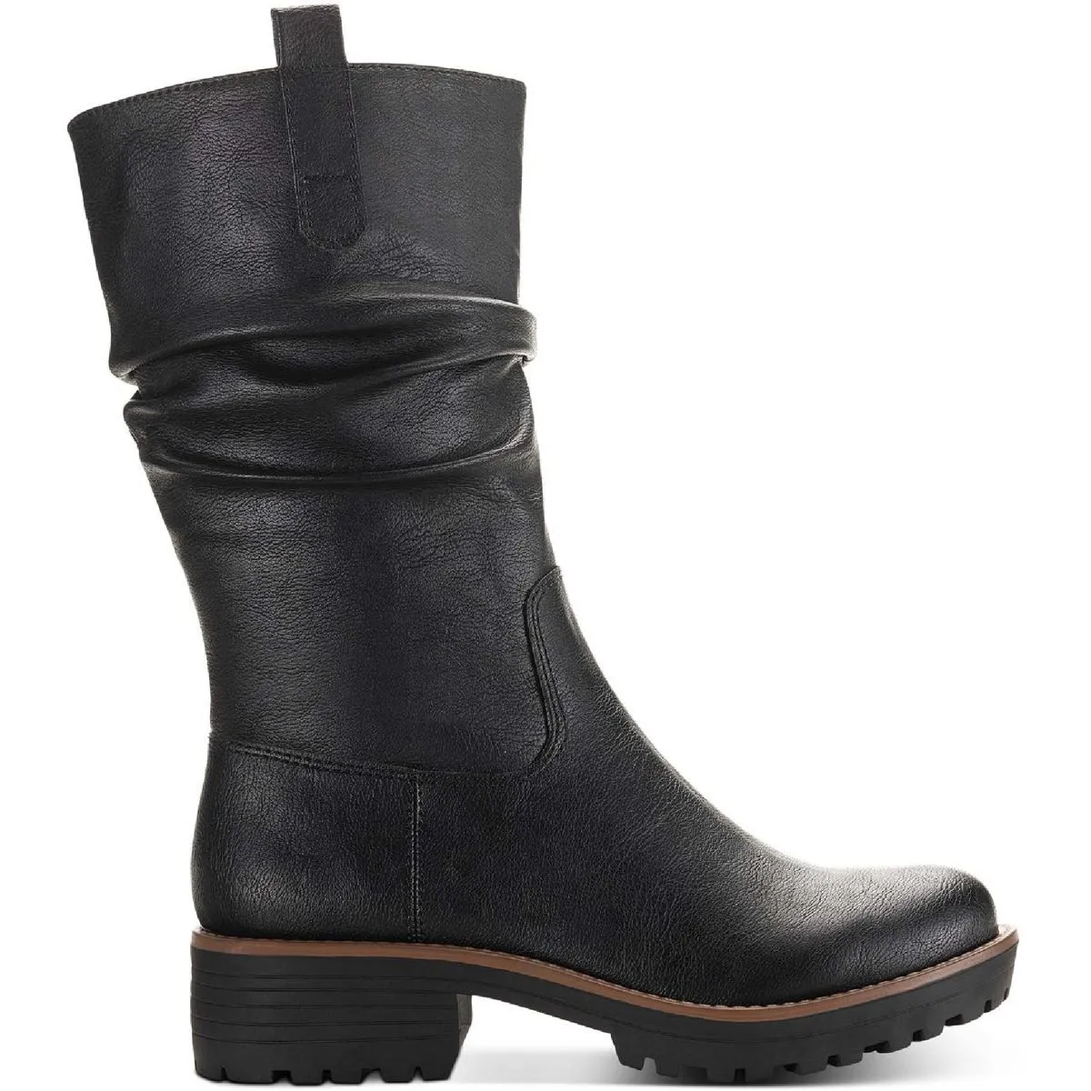 Nelliee Womens Lug Sole Zipper Mid-Calf Boots