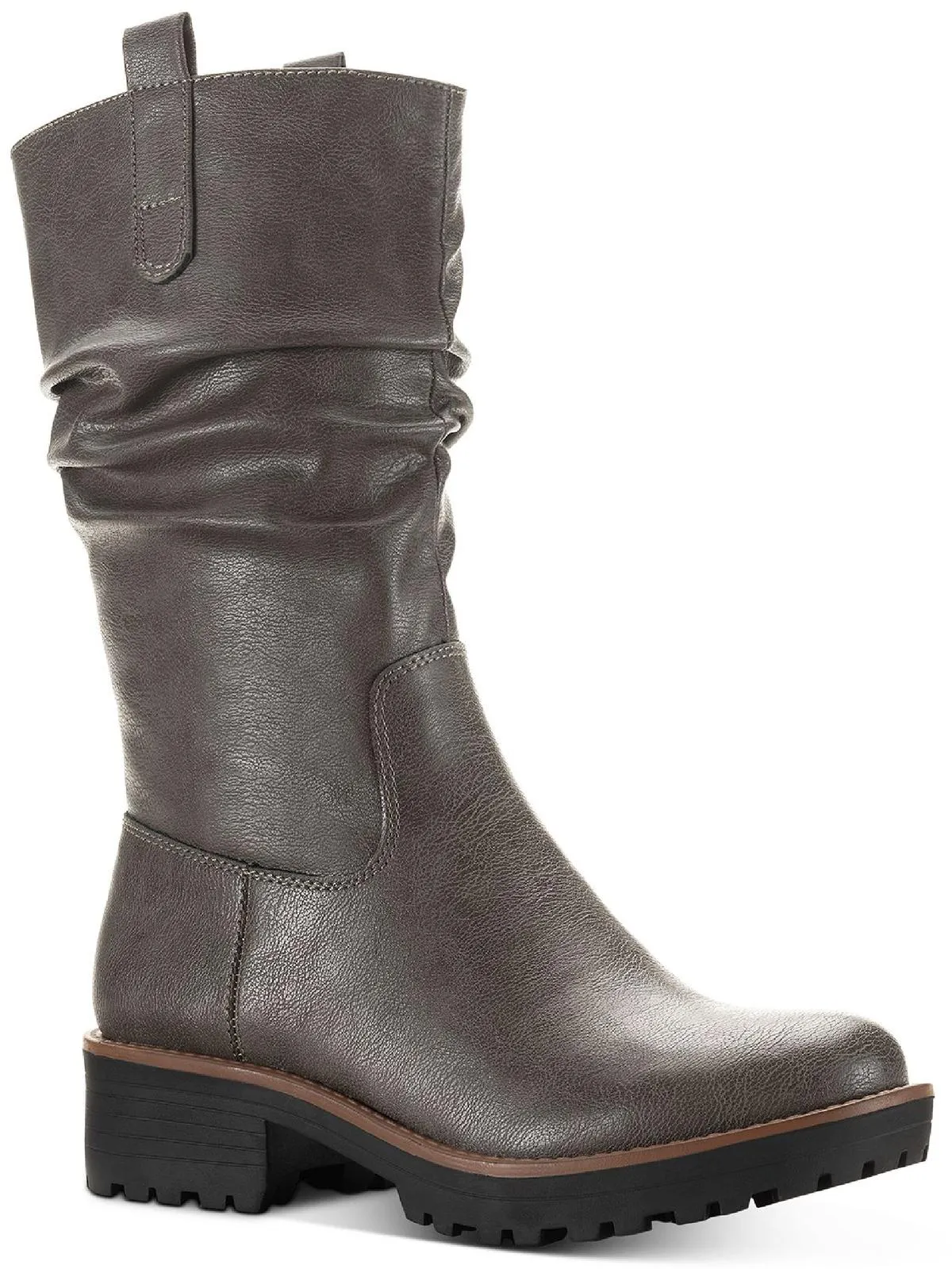 Nelliee Womens Lug Sole Zipper Mid-Calf Boots