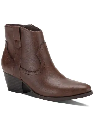 Perriee Womens Faux Leather Pointed Toe Cowboy, Western Boots