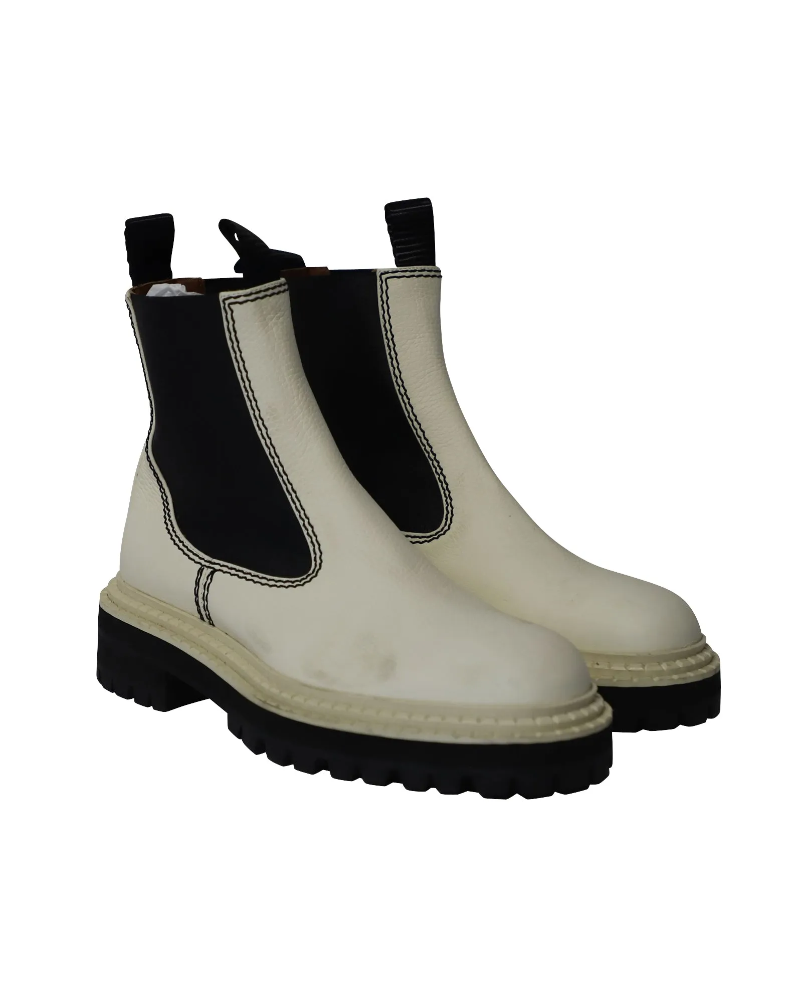 Proenza Schouler Lug Sole Chelsea Boots in White Calfskin Leather