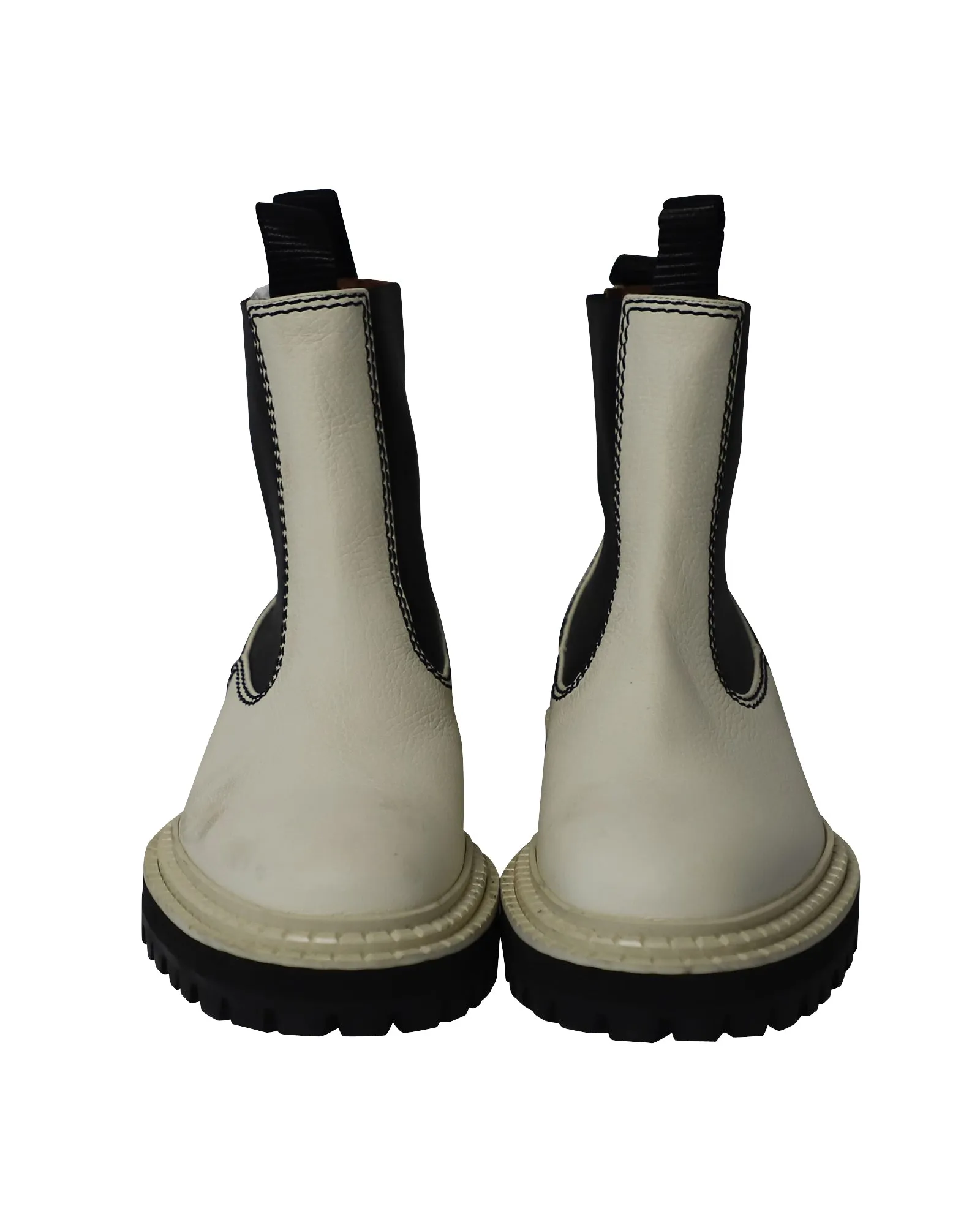 Proenza Schouler Lug Sole Chelsea Boots in White Calfskin Leather