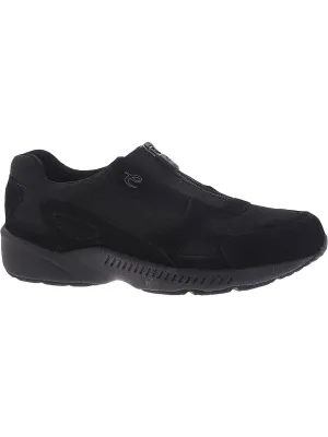 Rheal Womens Leather Zip-Up Slip-On Sneakers
