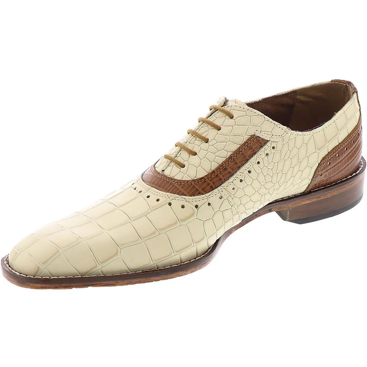Riccardi Mens Leather Crocodile Print Oxfords