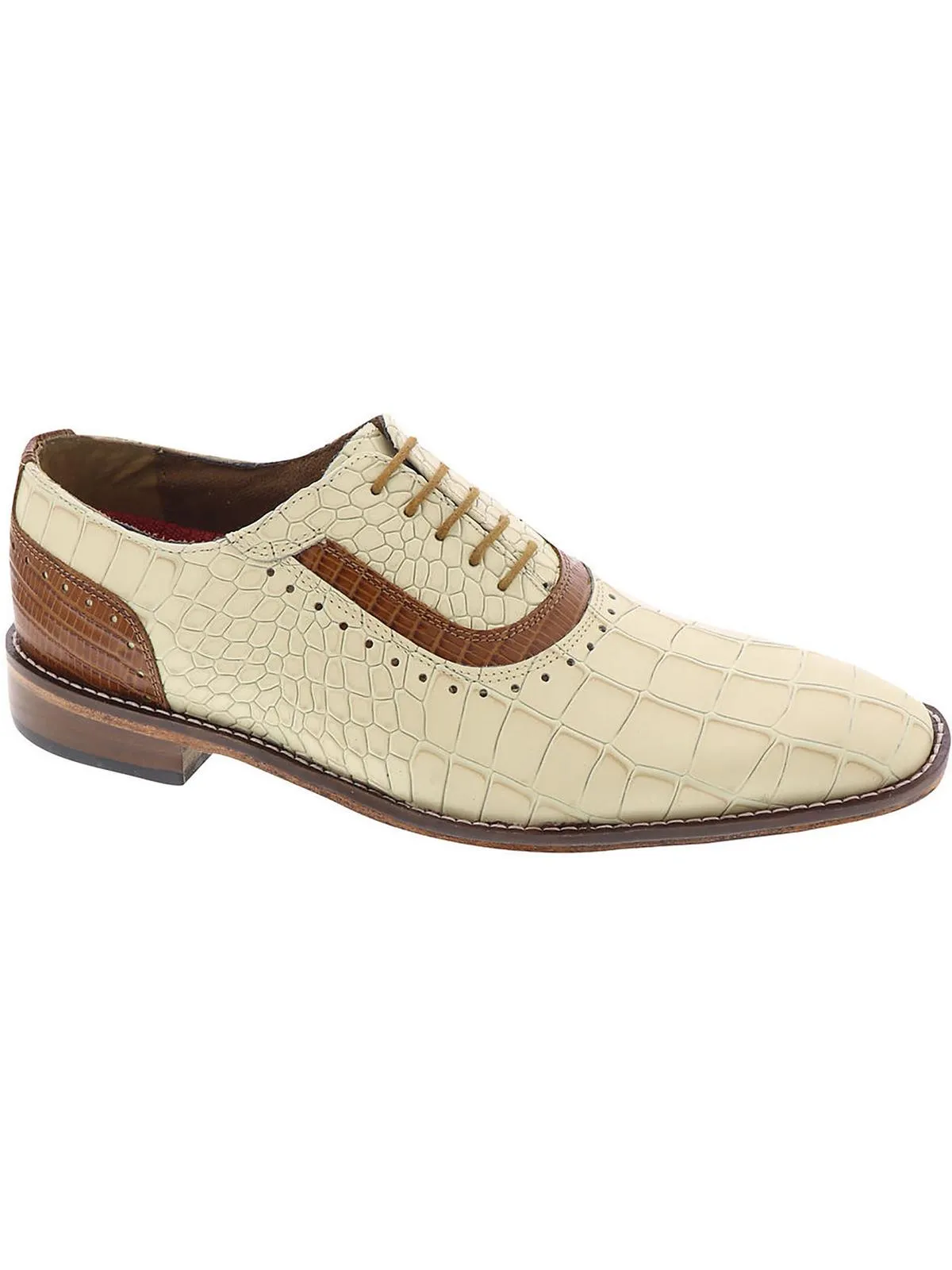 Riccardi Mens Leather Crocodile Print Oxfords