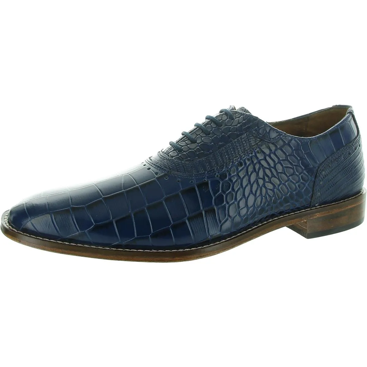 Riccardi Mens Leather Crocodile Print Oxfords