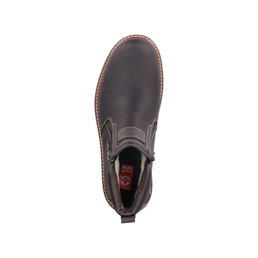 Rieker Shoes 39871-25 Dark Brown Double Side Zip RTex