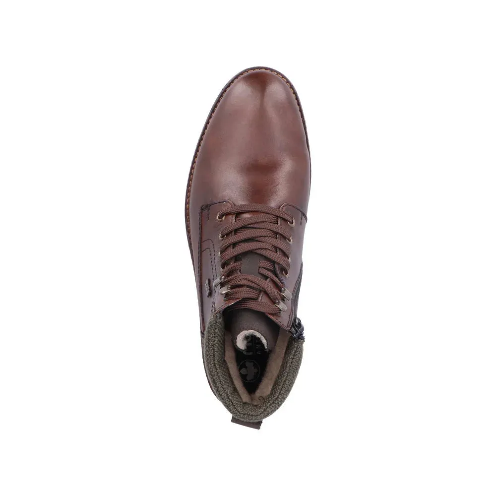 Rieker Shoes F4544-25 Dark Brown Lace/Side Zip RTex