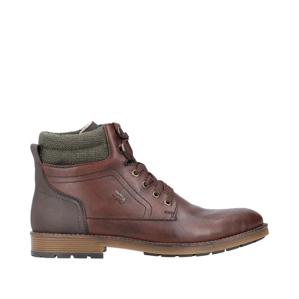 Rieker Shoes F4544-25 Dark Brown Lace/Side Zip RTex