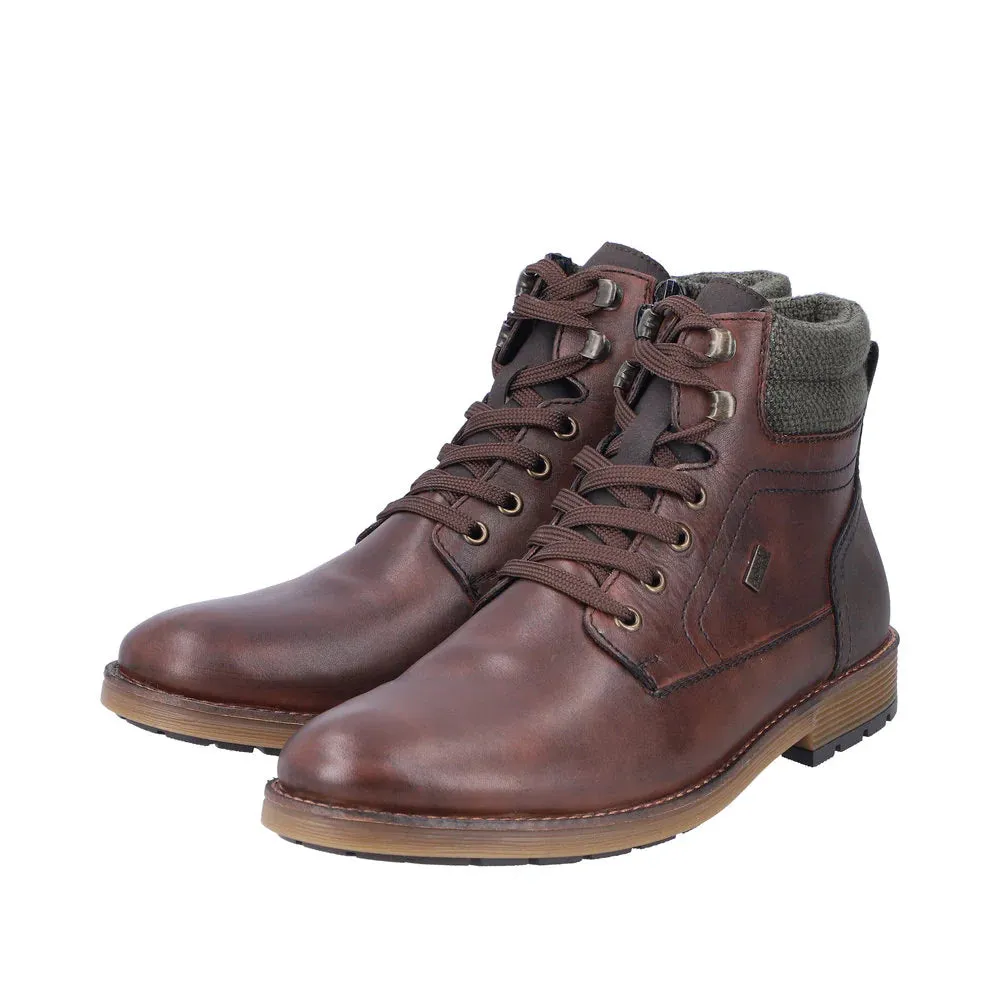 Rieker Shoes F4544-25 Dark Brown Lace/Side Zip RTex