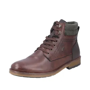 Rieker Shoes F4544-25 Dark Brown Lace/Side Zip RTex