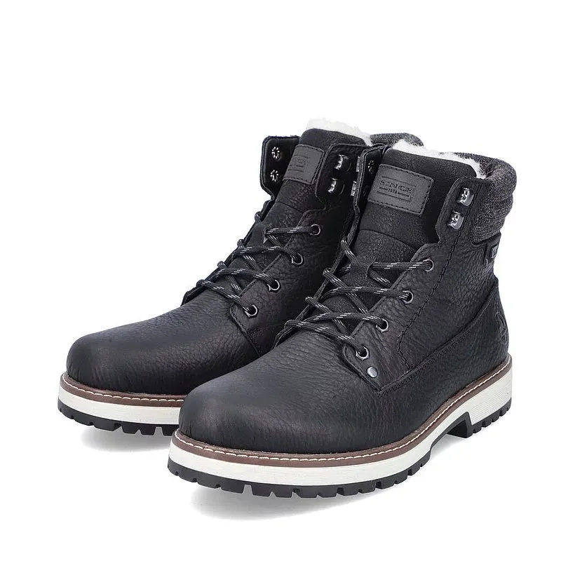 Rieker Shoes F8301-00 Black Lace Boot RTex
