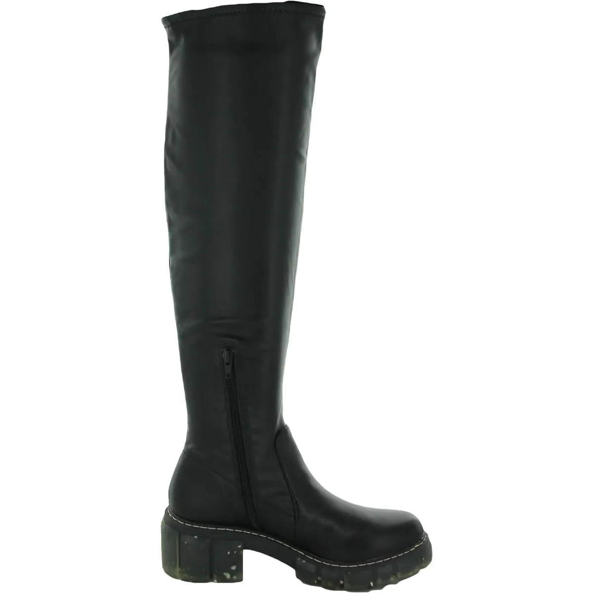 Rosaliaa Womens Faux Leather Chunky Knee-High Boots