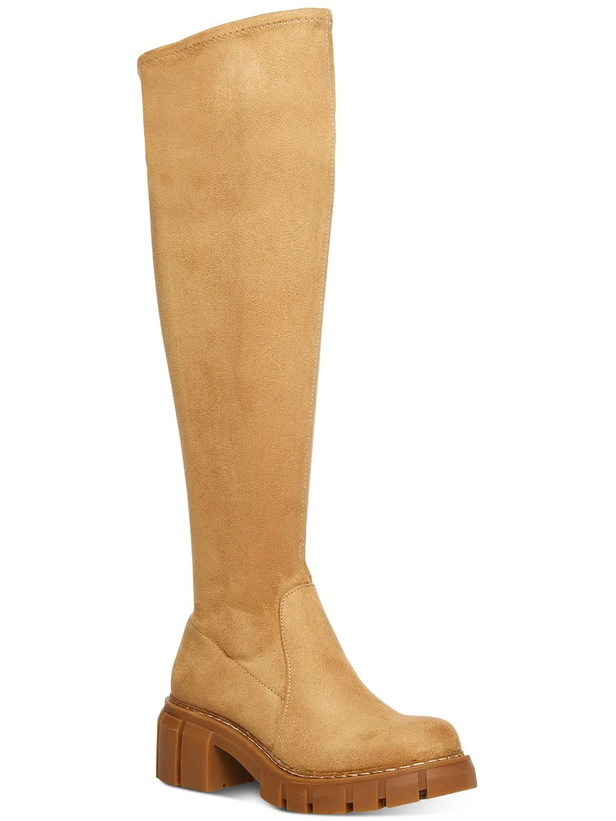 Rosaliaa Womens Faux Leather Chunky Knee-High Boots