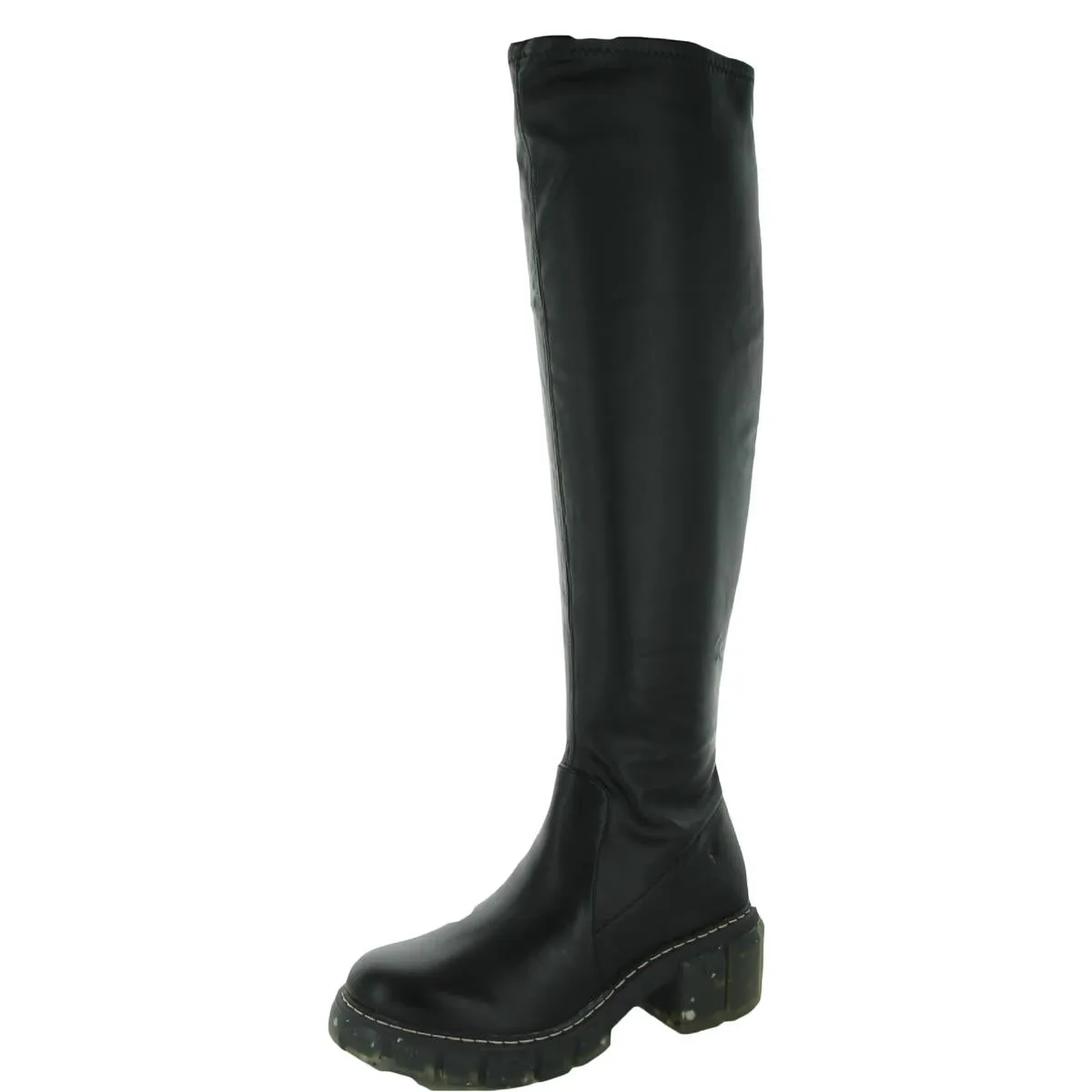 Rosaliaa Womens Faux Leather Chunky Knee-High Boots