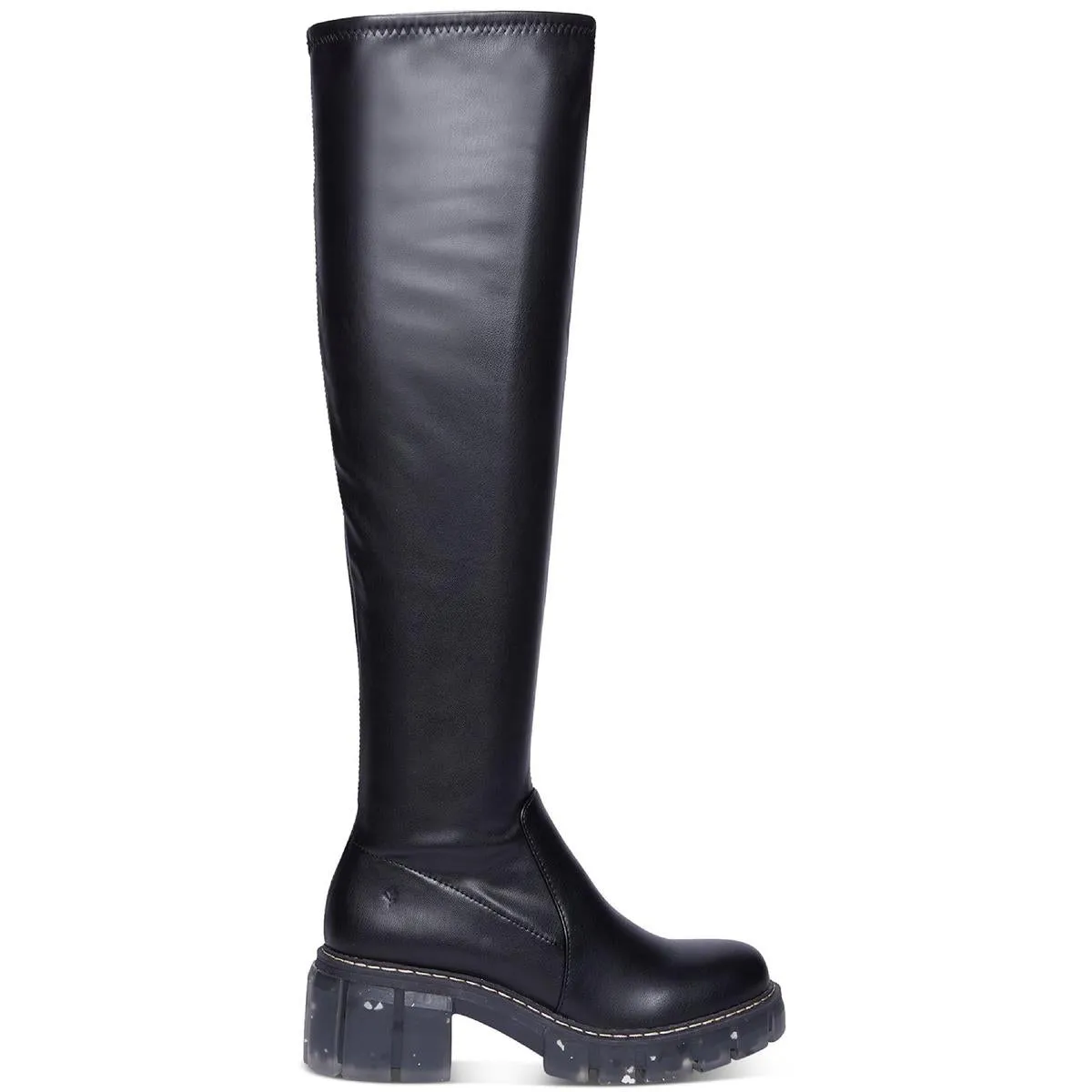 Rosaliaa Womens Faux Leather Chunky Knee-High Boots