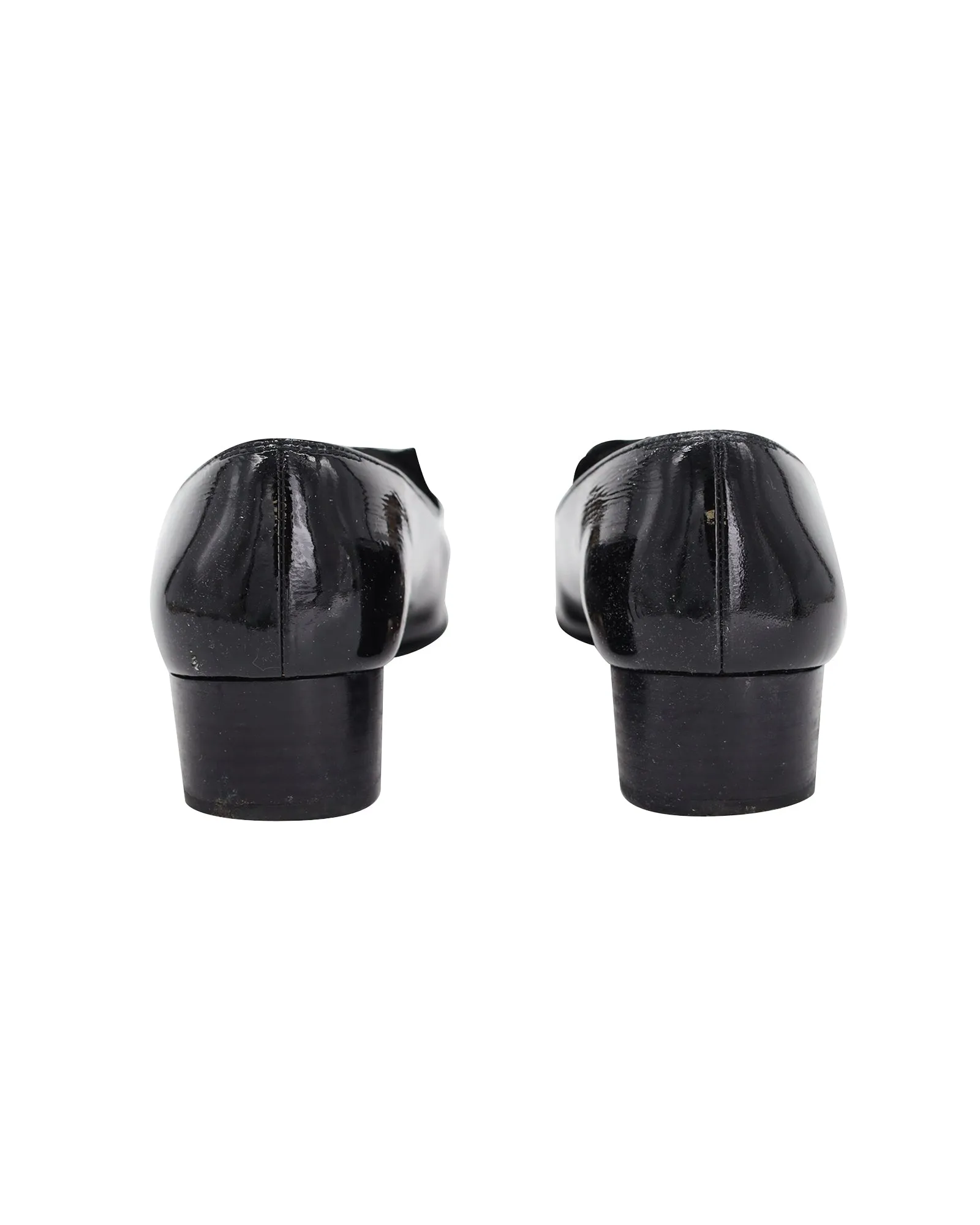 Salvatore Ferragamo Drusilla Bow Loafers in Black Patent Leather