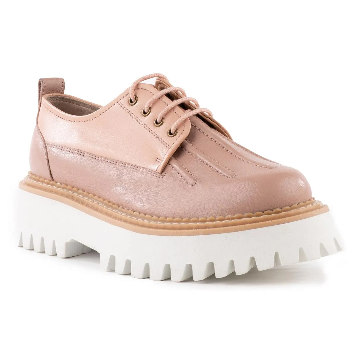 Silly Me Womens Leather Lugged Sole Loafers