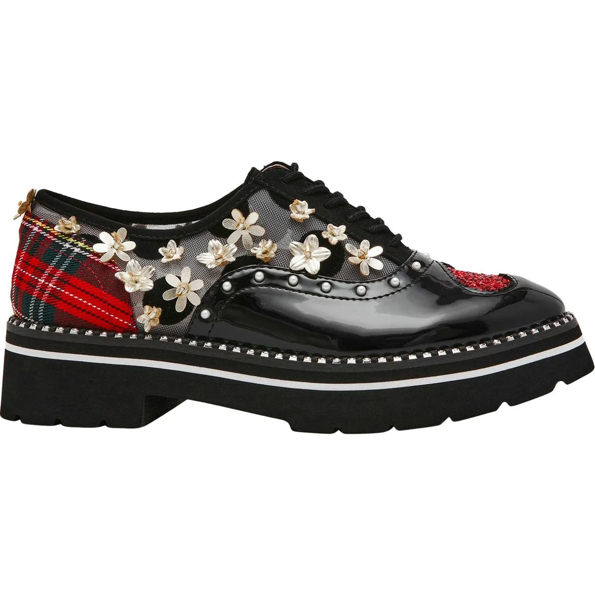 Skyyla Womens Embellished Lugged Sole Oxfords