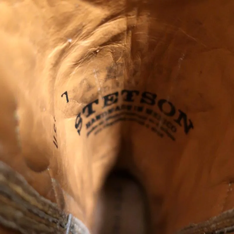 Stetson Cowboy Boots Brown Cutout Leather & Lace Size 7 NEW