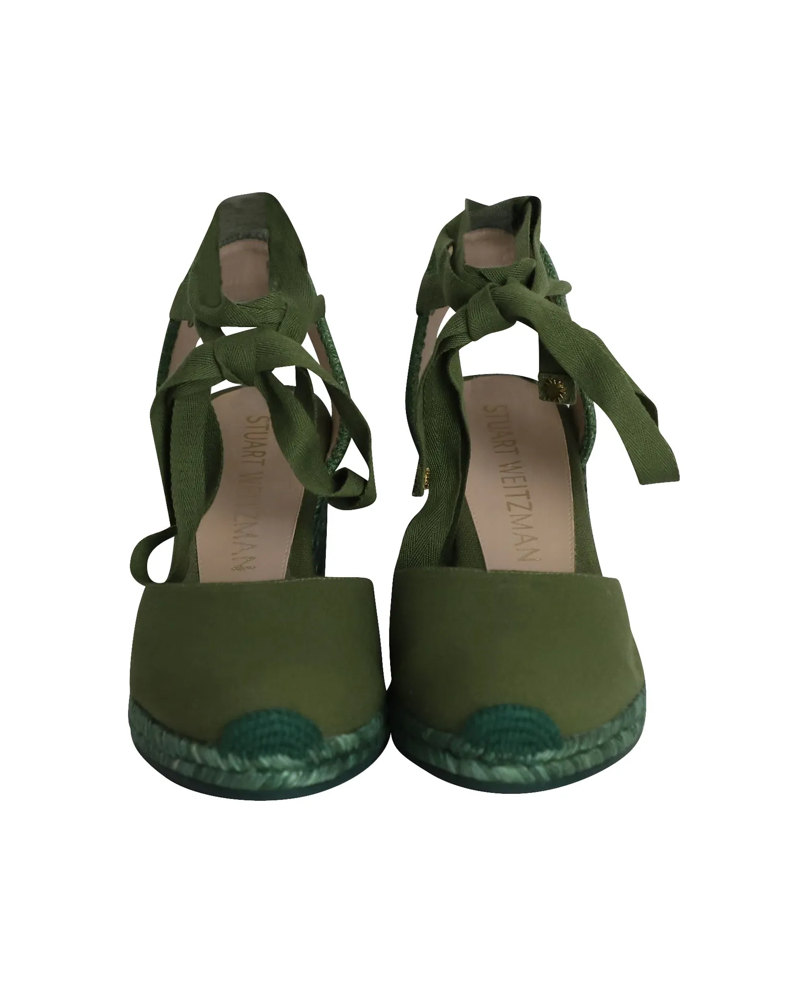 Stuart Weitzman Marguerita Espadrille Wedge Sandals in Green Canvas