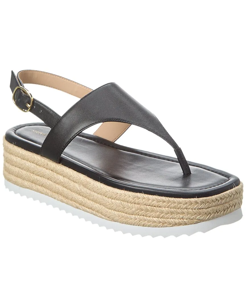 Stuart Weitzman Mel Leather Espadrille Flatform Sandal