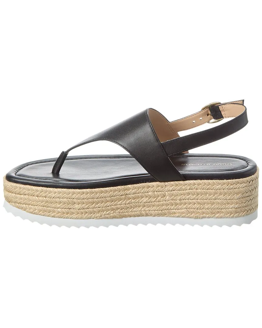 Stuart Weitzman Mel Leather Espadrille Flatform Sandal