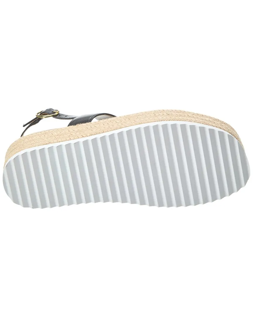 Stuart Weitzman Mel Leather Espadrille Flatform Sandal