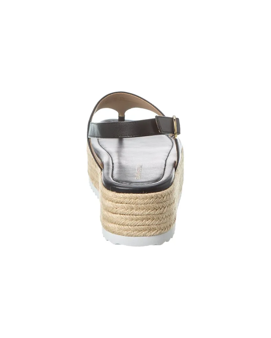 Stuart Weitzman Mel Leather Espadrille Flatform Sandal