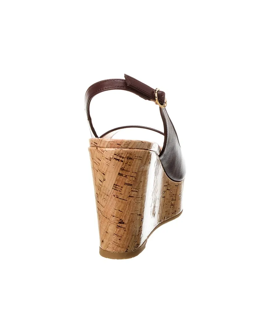 Stuart Weitzman Riveria Leather Slingback Wedge Sandal
