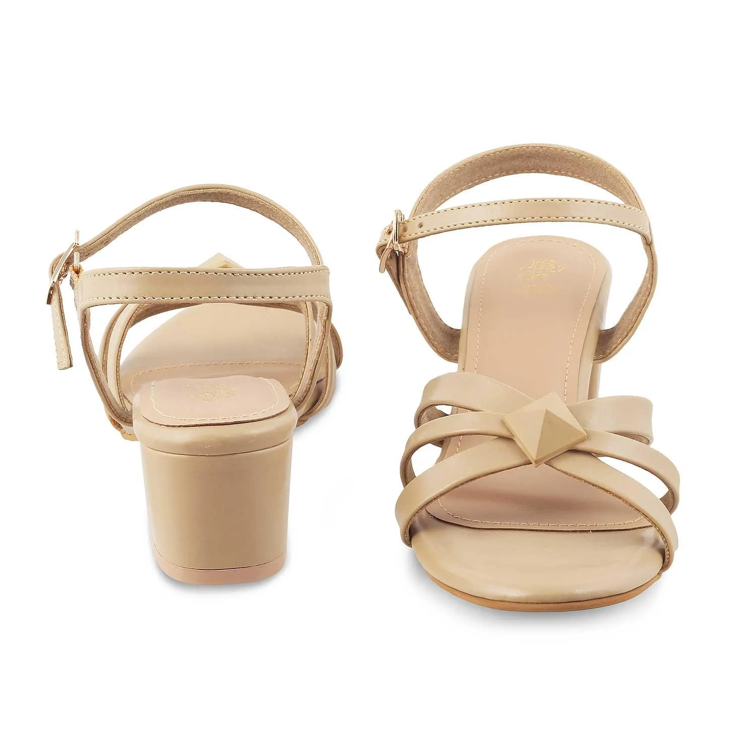 The Parma TMM-6 Beige Women's Dress Block Heel Sandals Tresmode