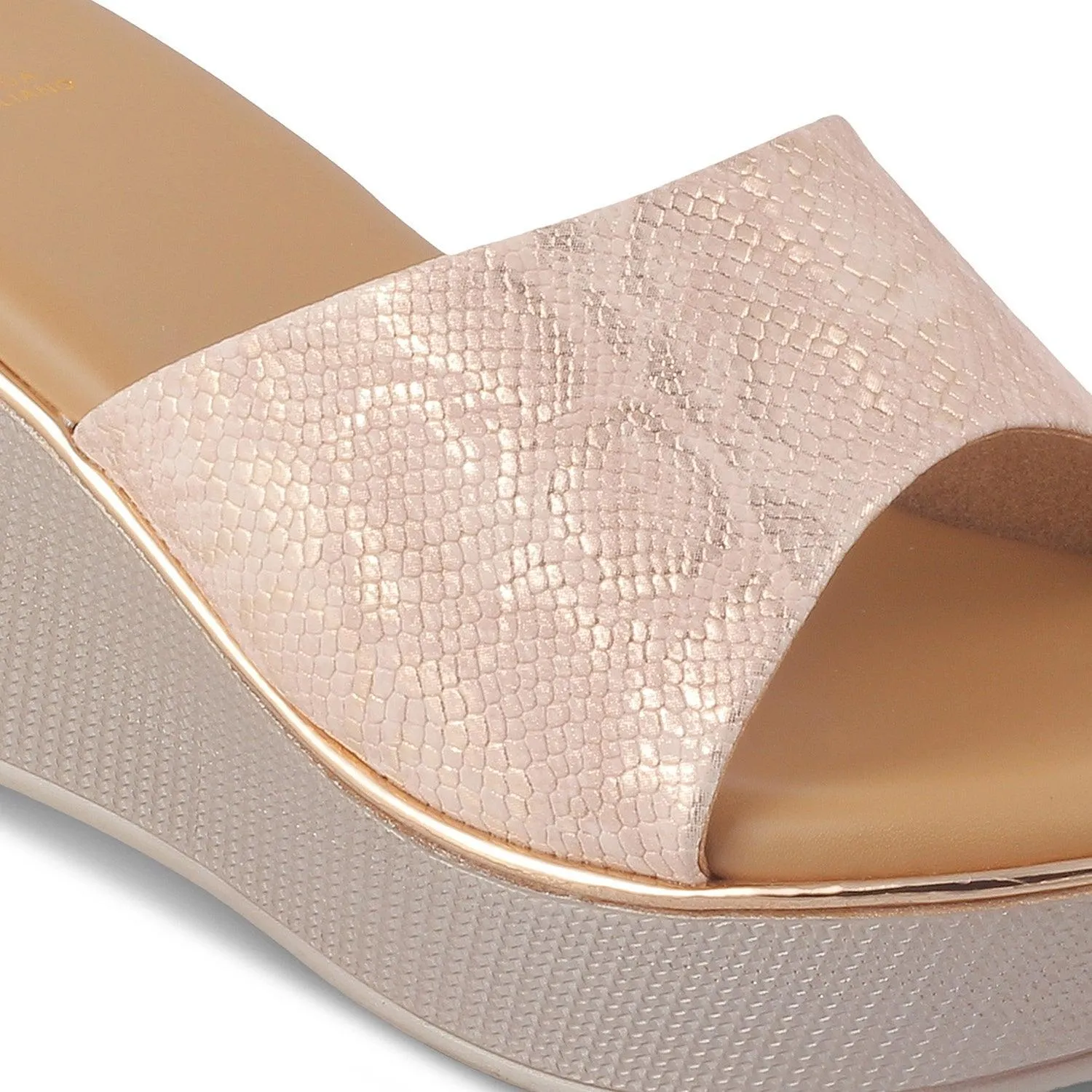 The Sam Champagne Women's Dress Wedge Sandals Tresmode