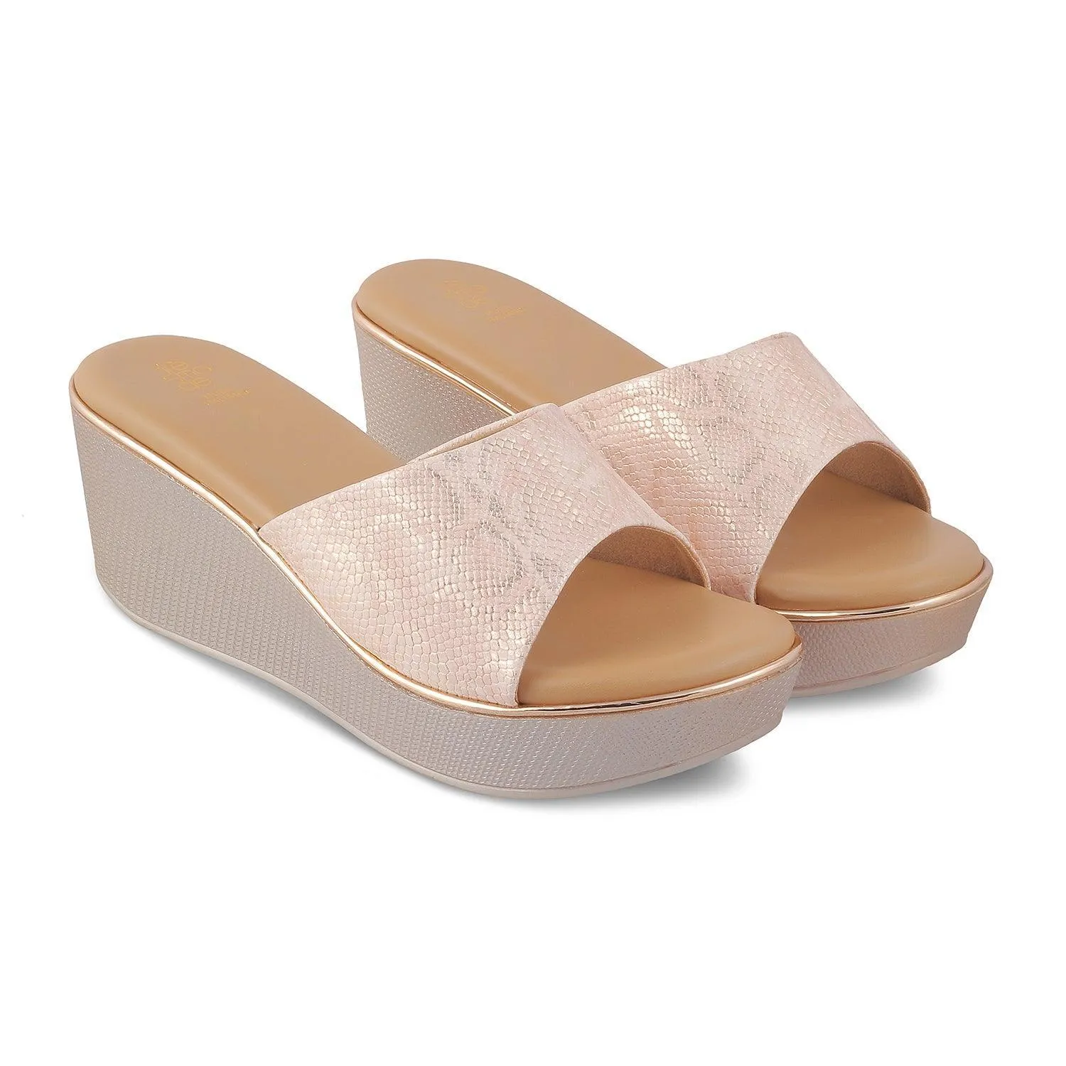 The Sam Champagne Women's Dress Wedge Sandals Tresmode