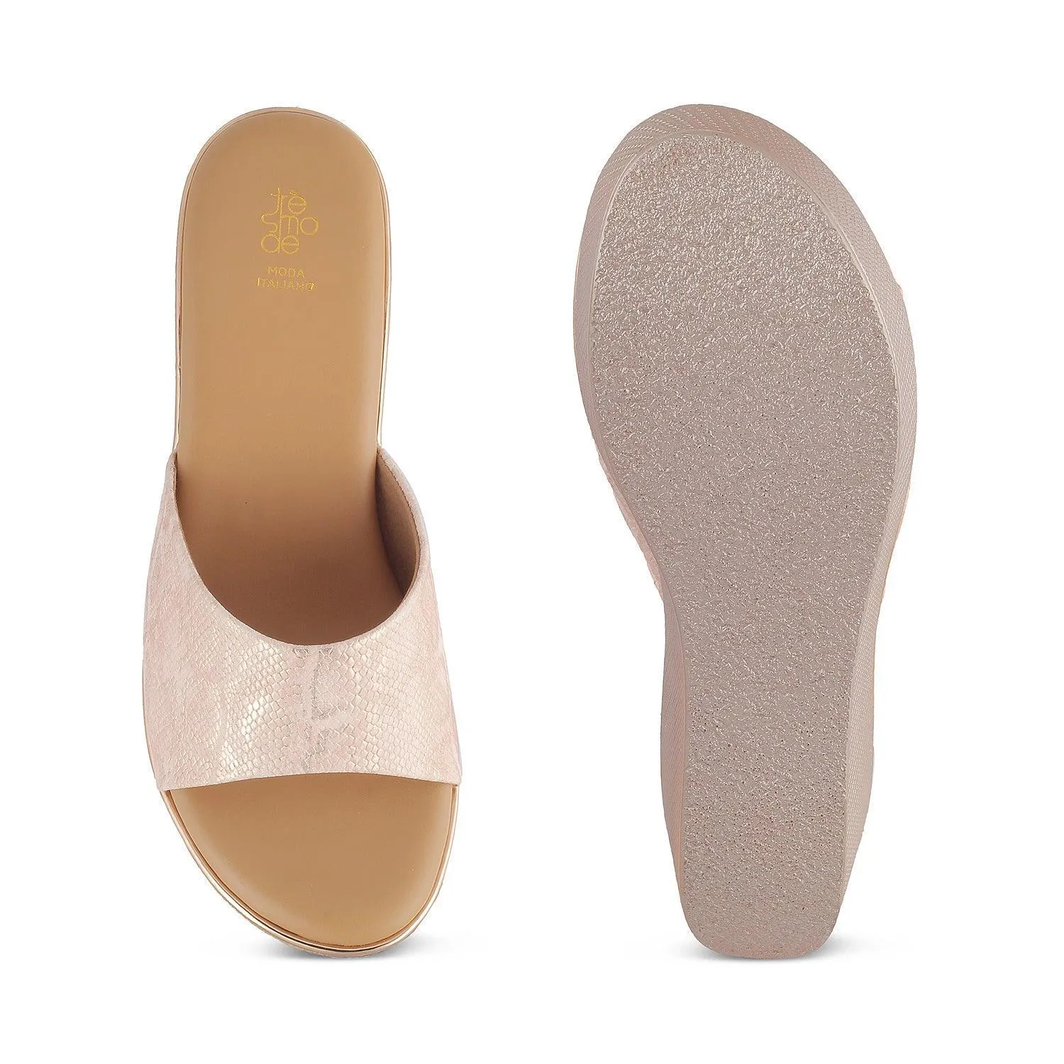The Sam Champagne Women's Dress Wedge Sandals Tresmode