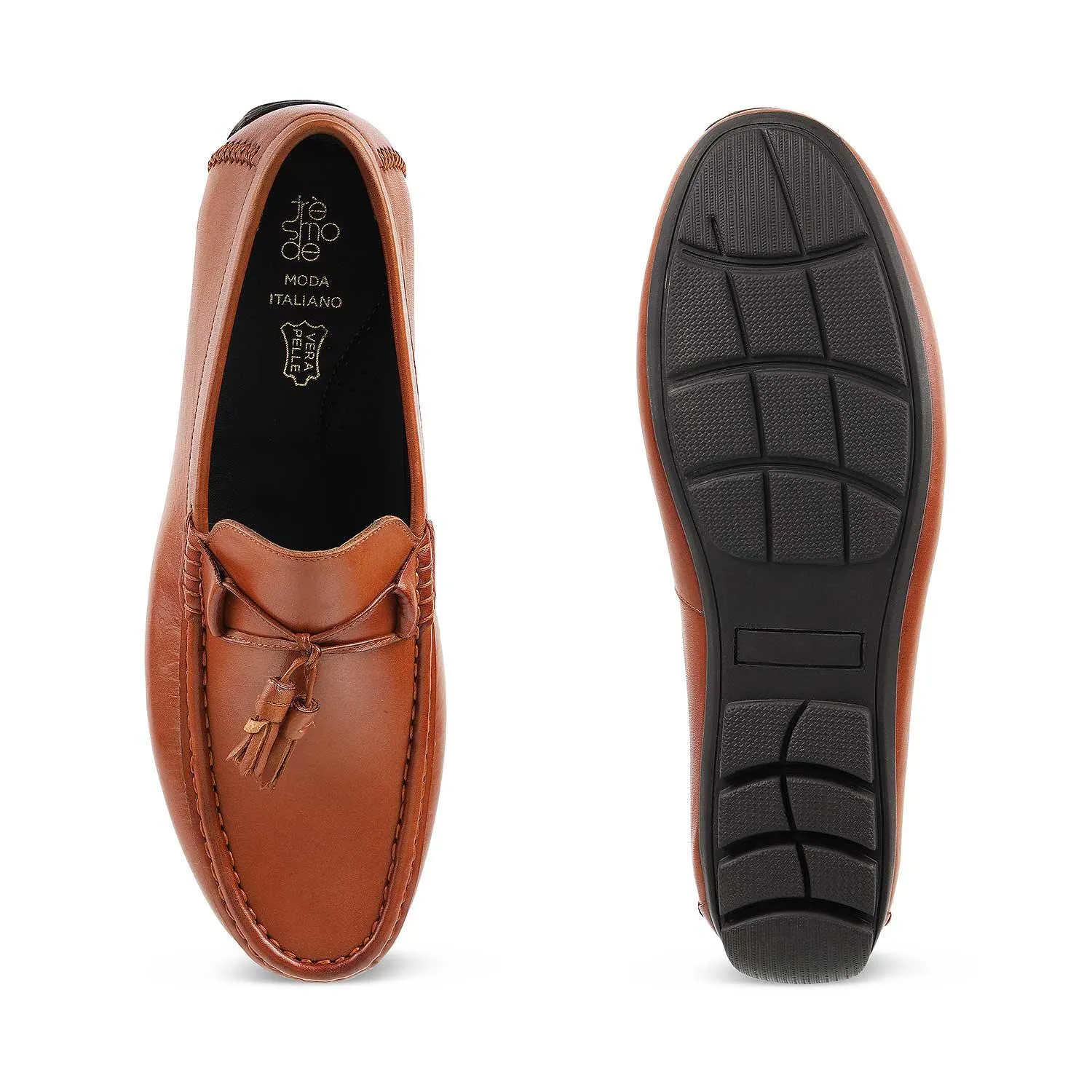 The Totie Tan Men's Leather Driving Loafers Tresmode